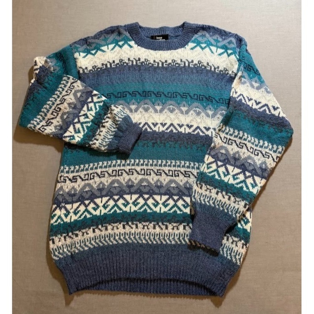 Inca Sweaters Mens 40 Blue Alpaca Knitted Soft Pullover Long Sleeve.